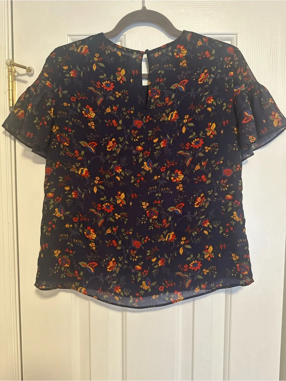Madewell women’s navy blue floral top size xs